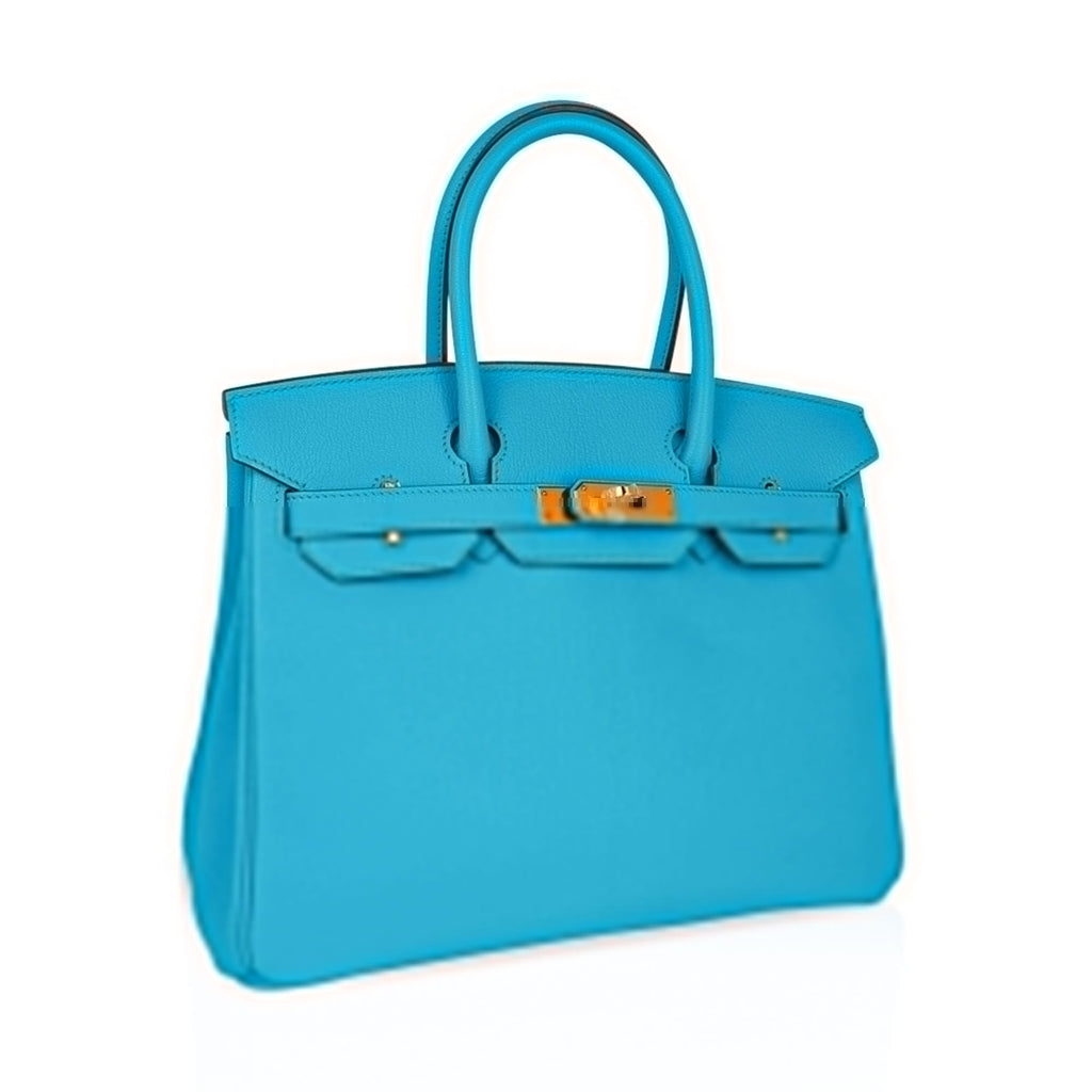 Birkin 30 Bleu Aztec Bag Chevre Leather with Gold Hardware