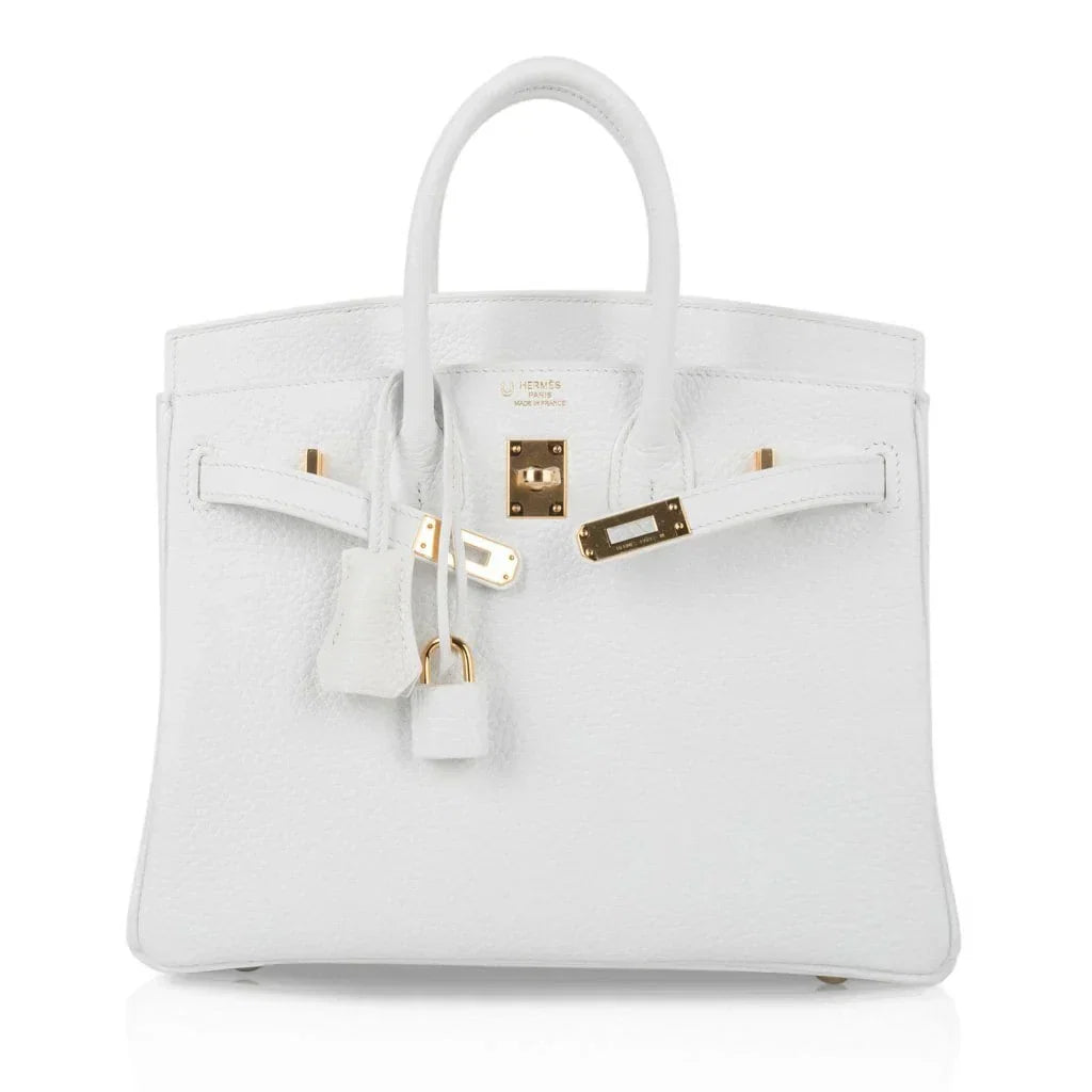 Birkin 25 HSS Bag White Clemence Gold Hardware