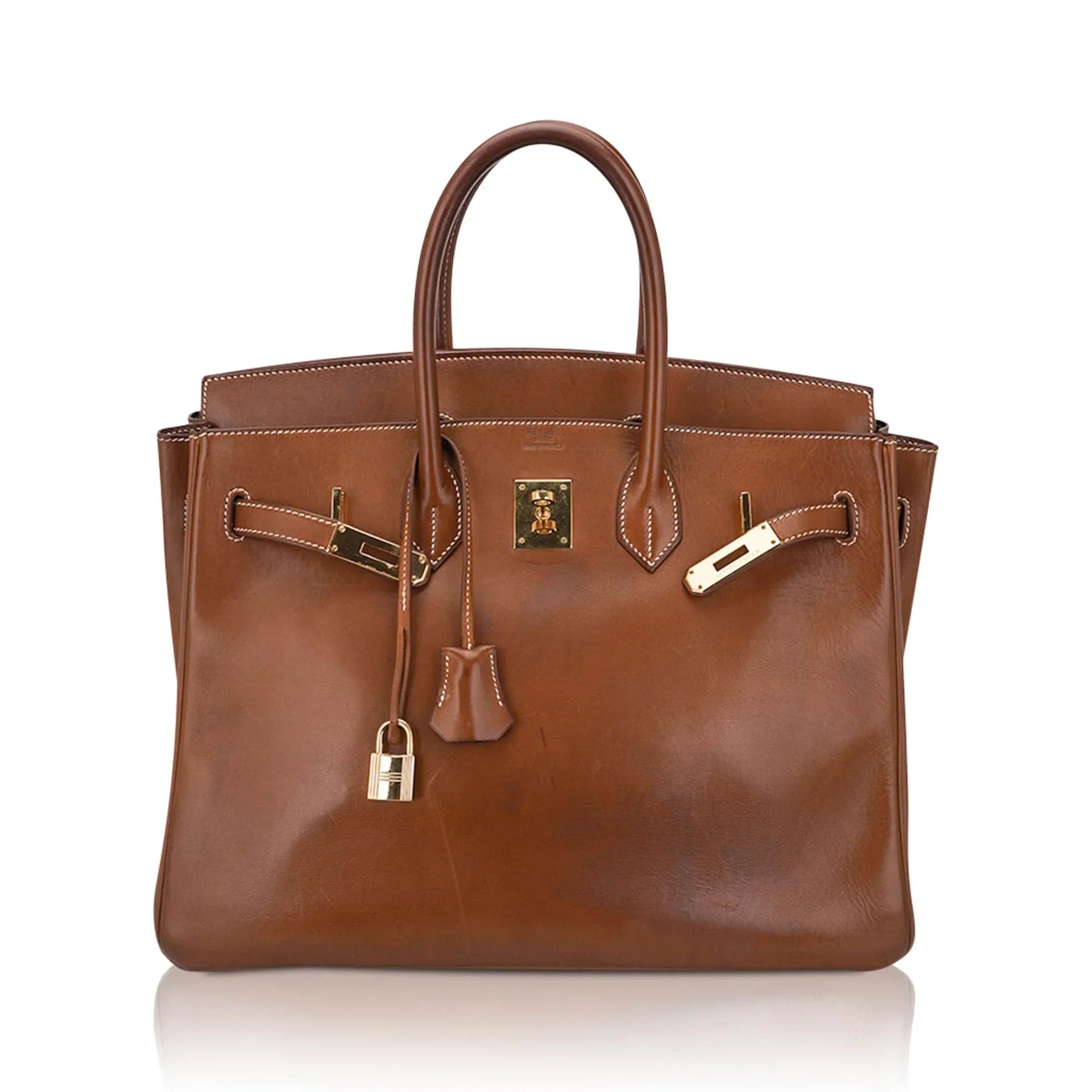 Vintage Limited Edition Birkin 35 Bag Fauve Barenia Leather with Gold Hardware