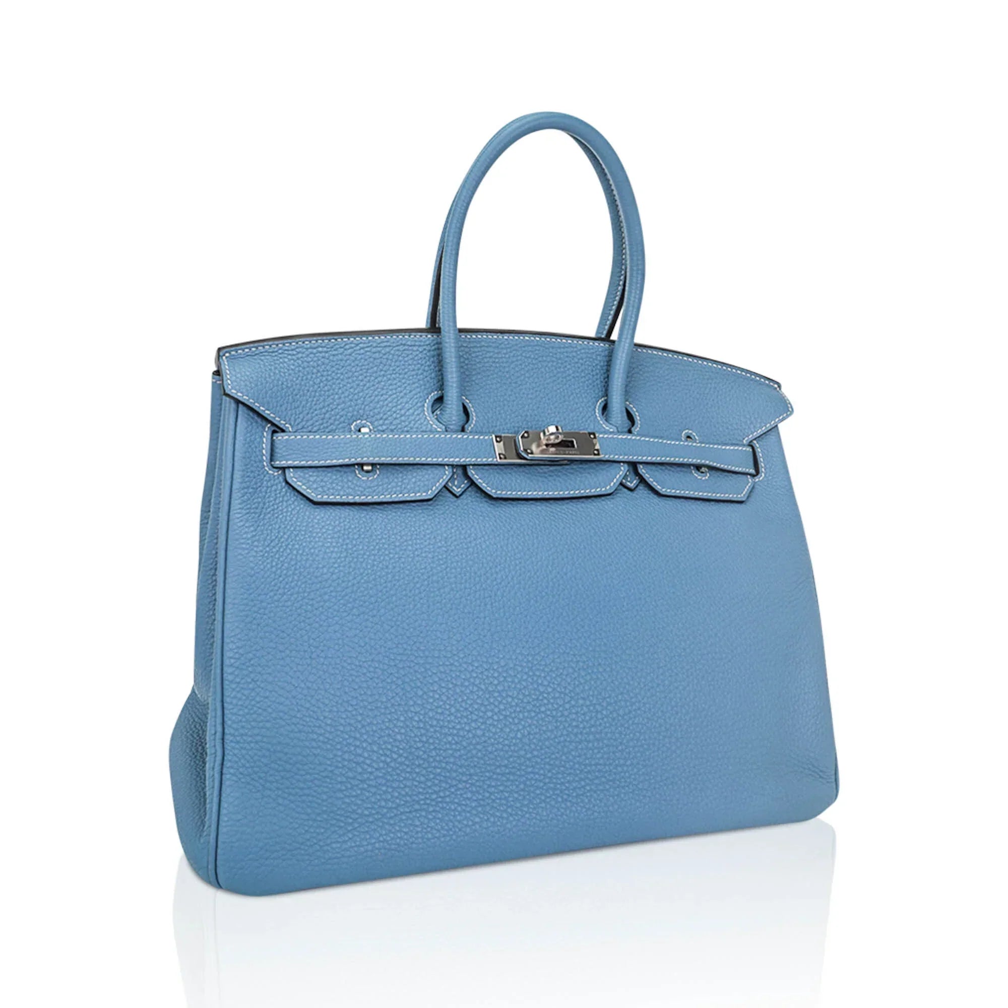 Birkin 35 Bag Blue Jean Togo Leather with Palladium Hardware