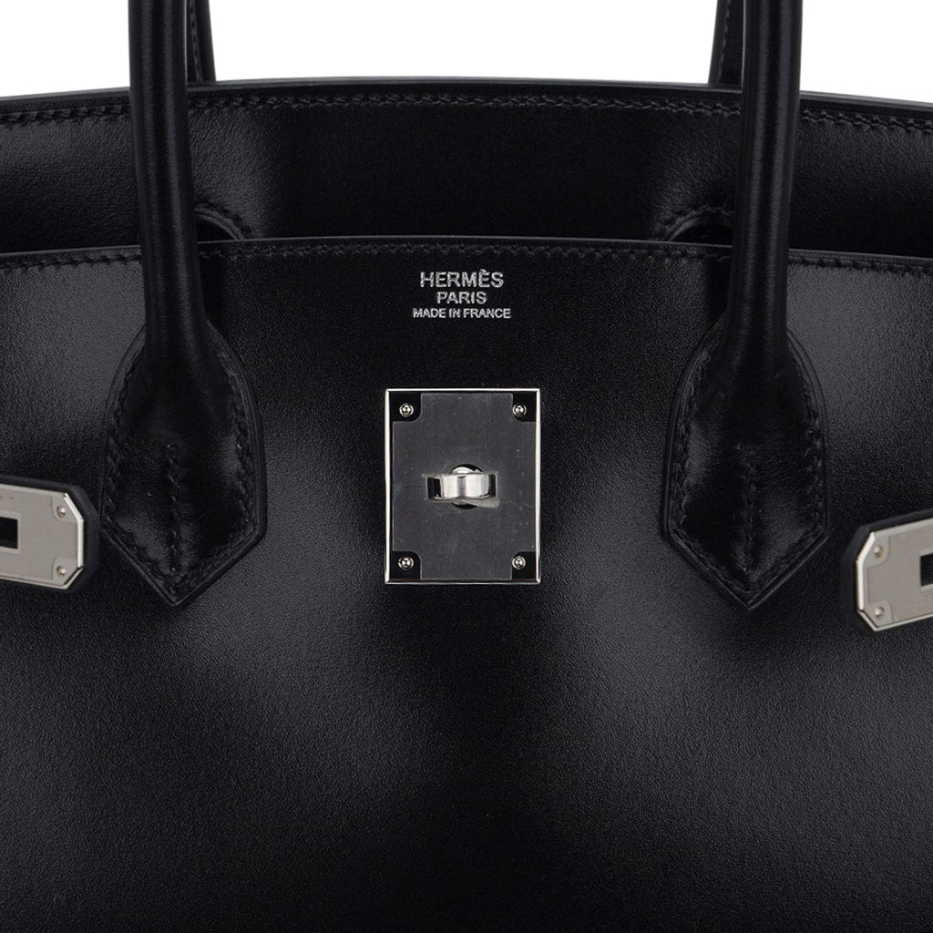 Birkin 30 Black Box Leather Bag Palladium Hardware