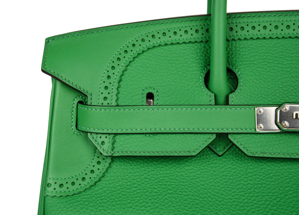 Birkin 35 Bag Ghillies Limited Edition Bamboo Palladium Hardware