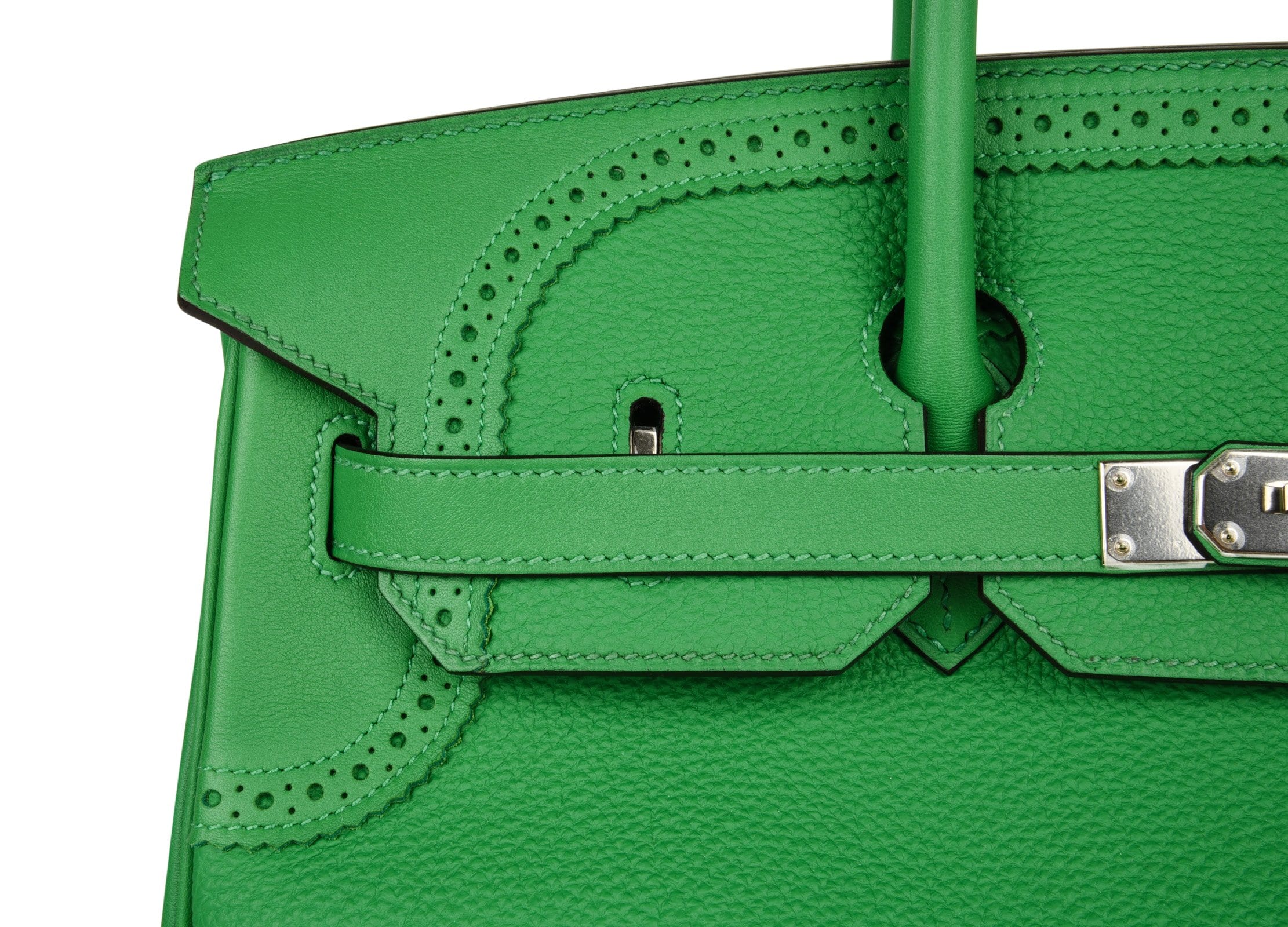 Birkin 35 Bag Ghillies Limited Edition Bamboo Palladium Hardware