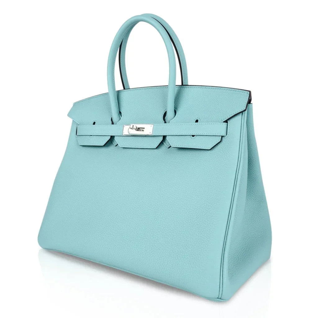 Birkin 35 Bag Fresh Blue Atoll Togo Palladium Hardware