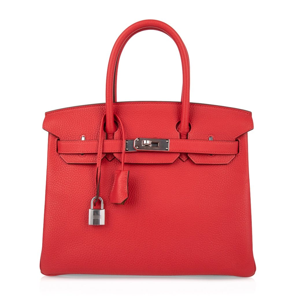 Verso Birkin 30 Bag Rouge Tomate & Natural Sable Togo Leather with Palladium Hardwre