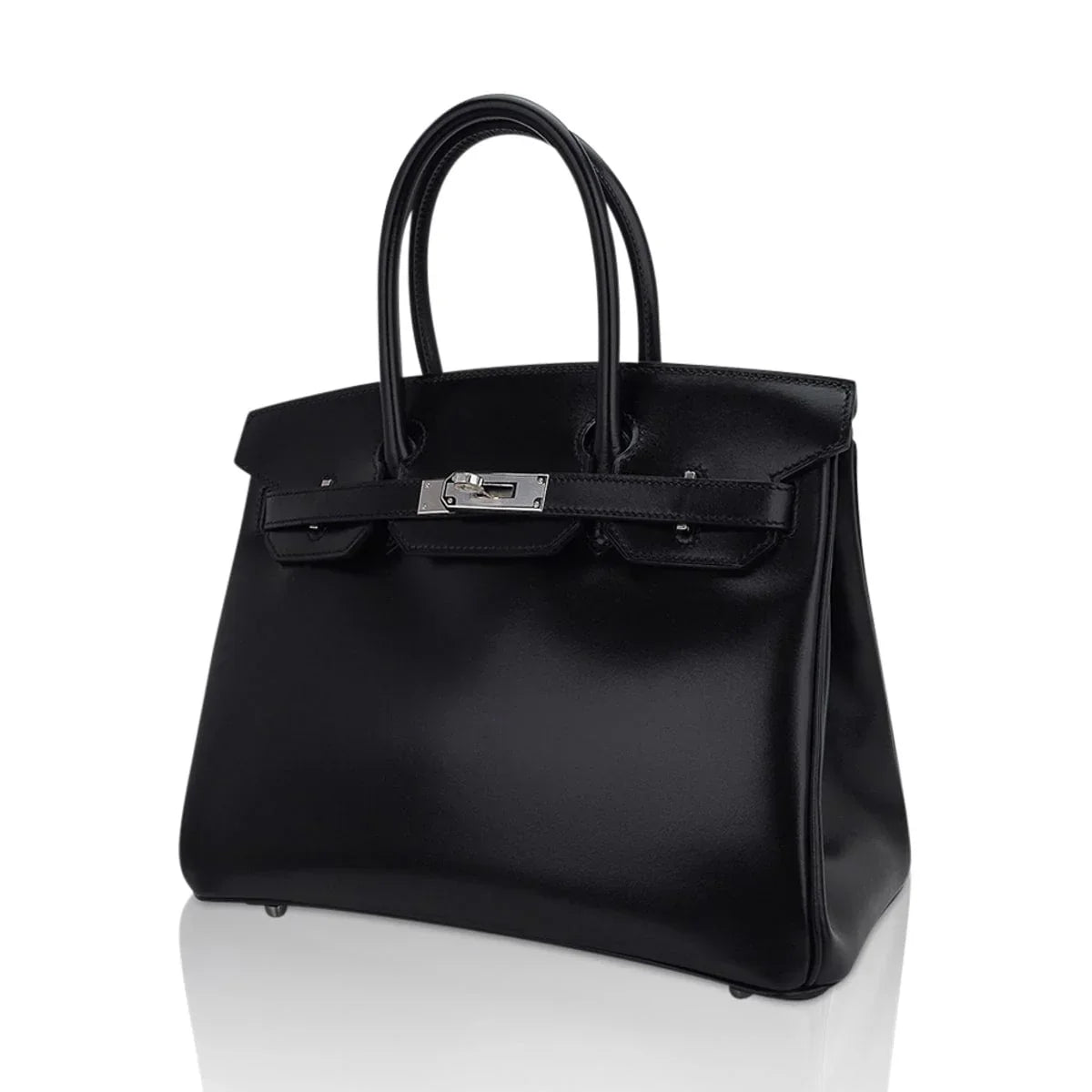 Birkin 30 Black Box Leather Bag Palladium Hardware