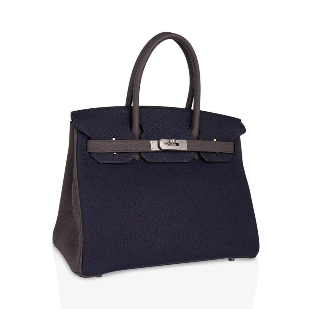 Special Order HSS Birkin 30 Bag Blue Nuit & Etain Togo Leather with Brushed Palladium Hardware