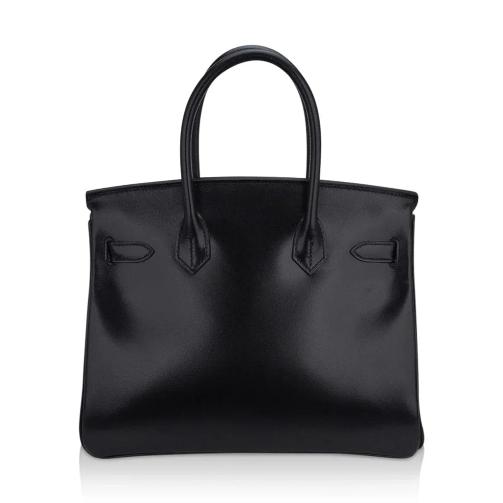 Birkin 30 Black Box Leather Bag Palladium Hardware