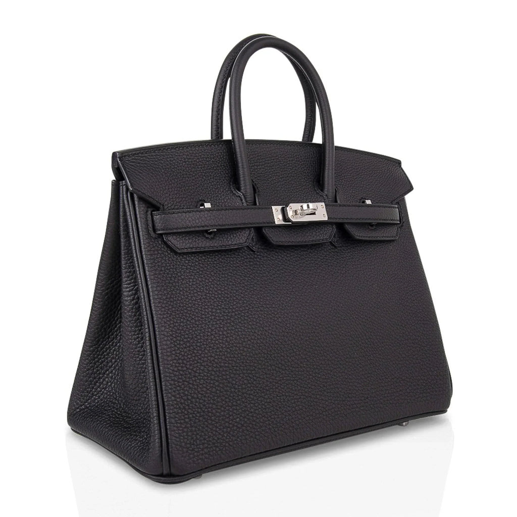 Birkin 25 Bag Black Palladium Hardware Togo Leather