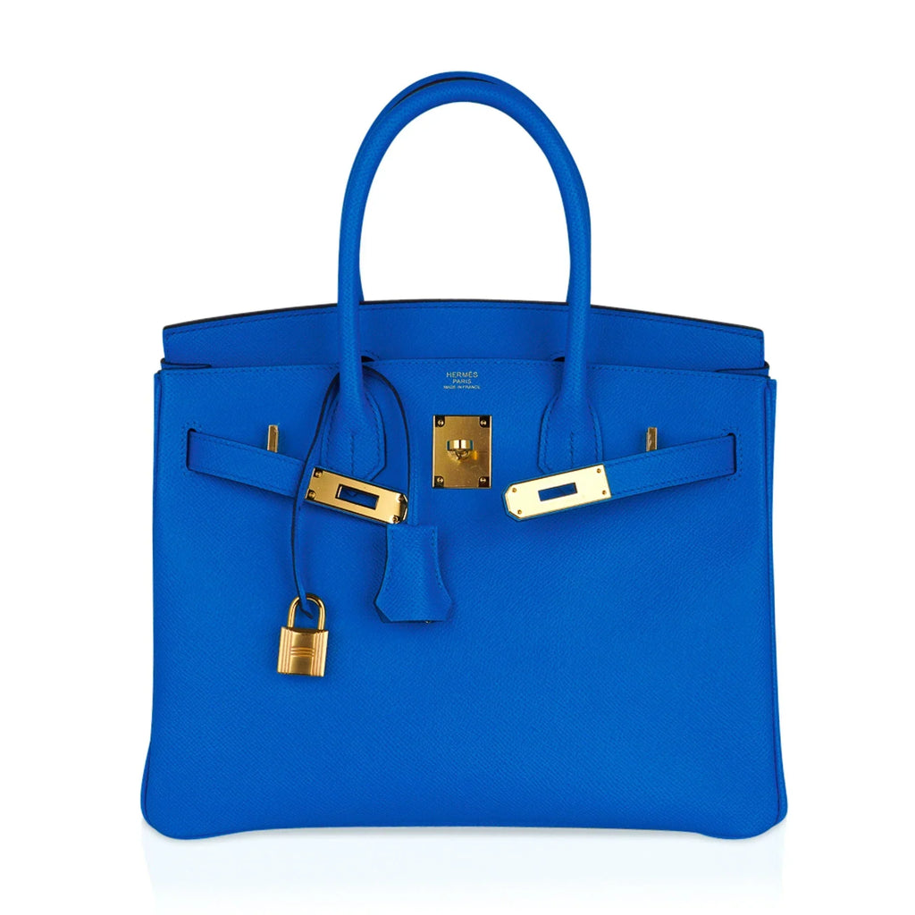 Birkin 30 Bag Bleu Frida Epsom Gold Hardware New w/ Box