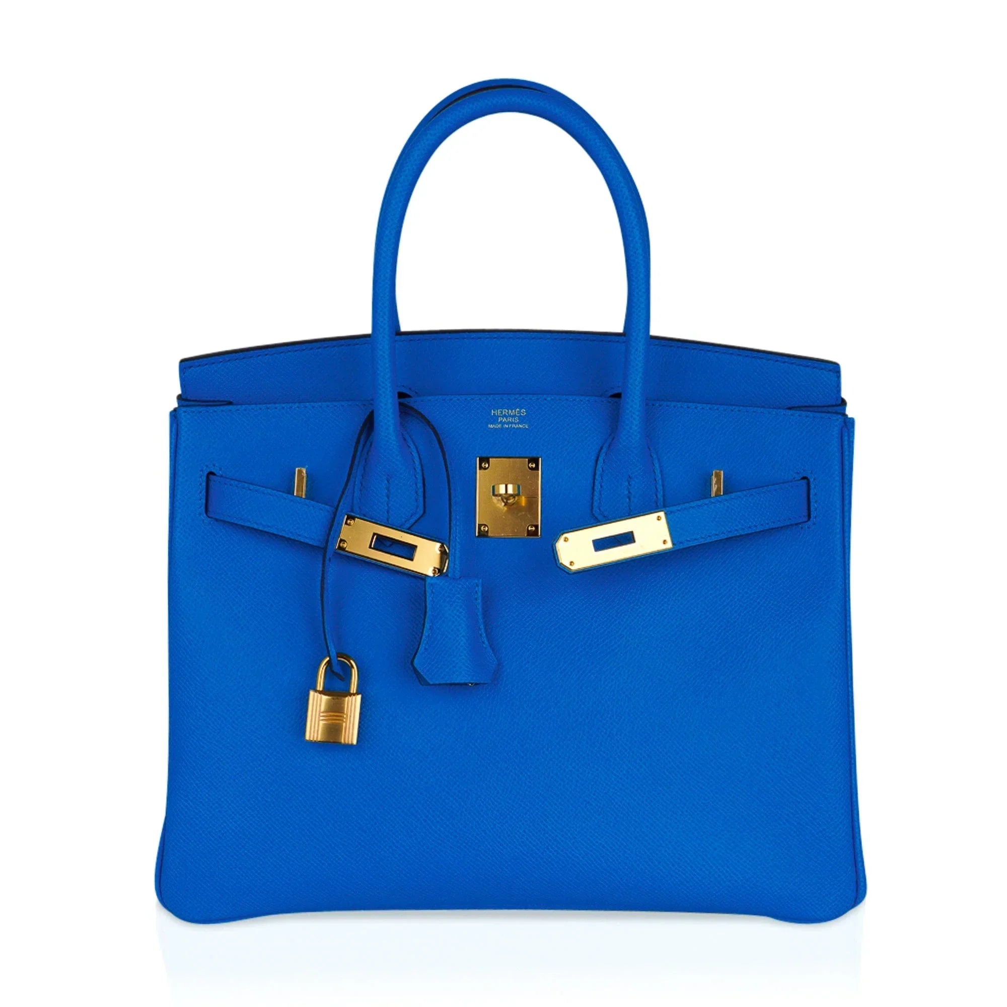 Birkin 30 Bag Bleu Frida Epsom Gold Hardware New w/ Box