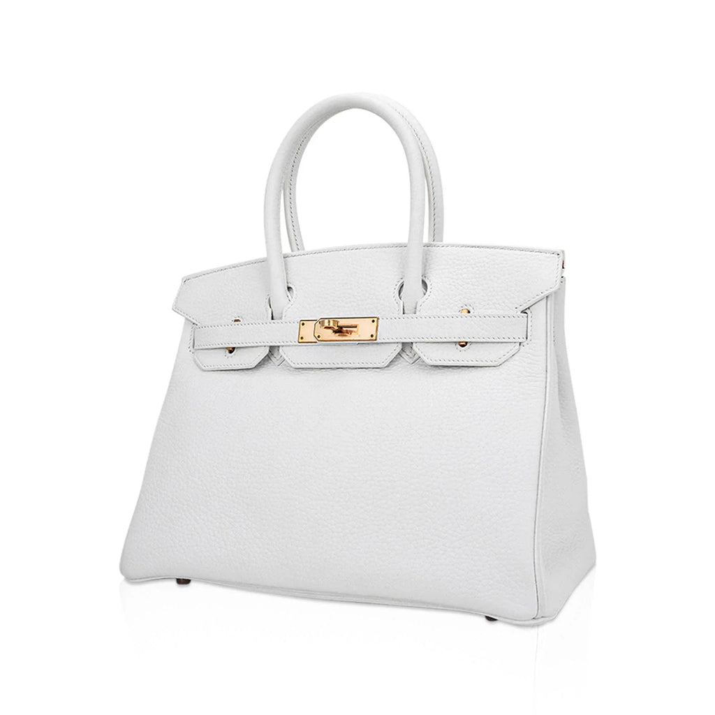 Special Order HSS Birkin 30 Bag White & Orange Clemence Leather with Rose Gold Hardware