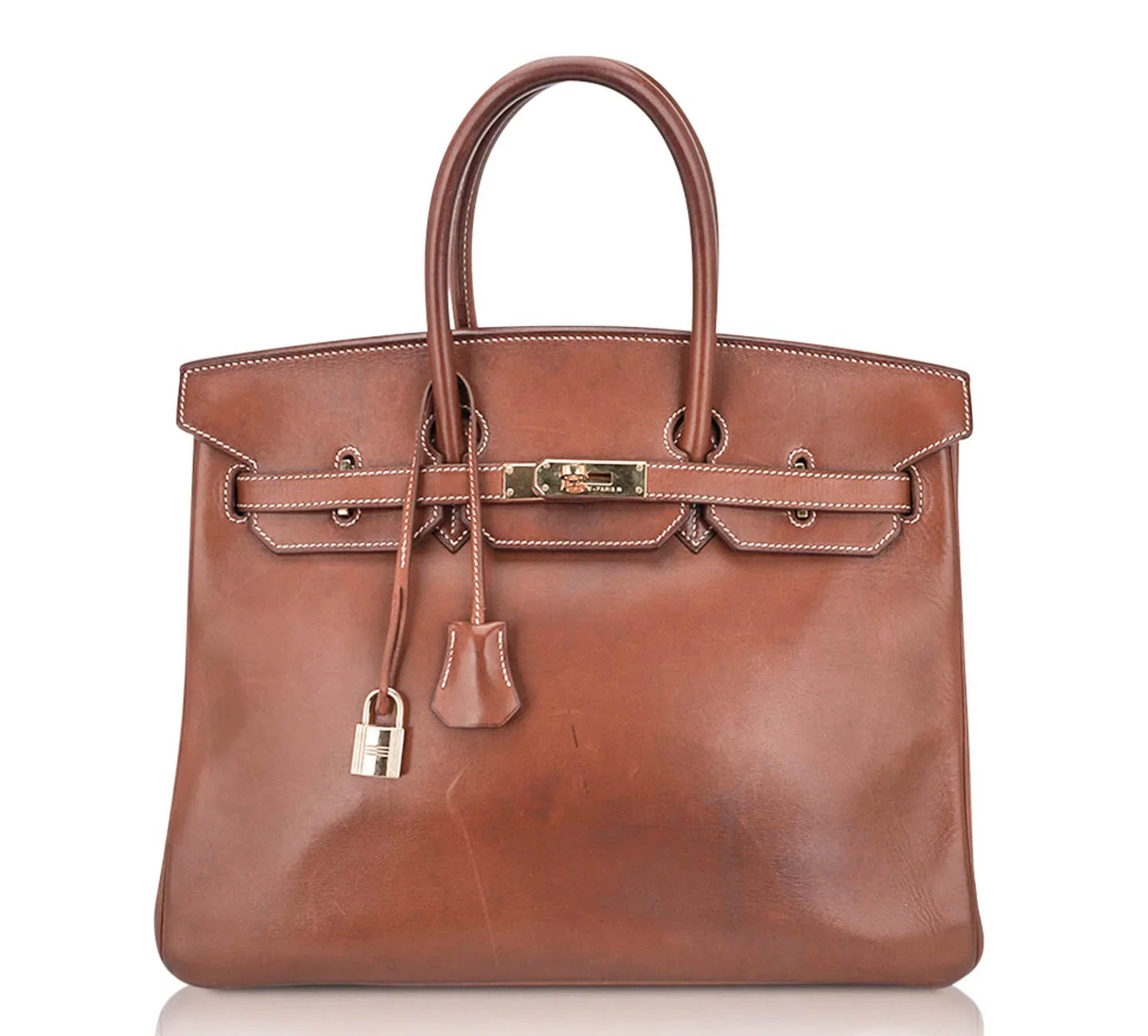 Vintage Limited Edition Birkin 35 Bag Fauve Barenia Leather with Gold Hardware