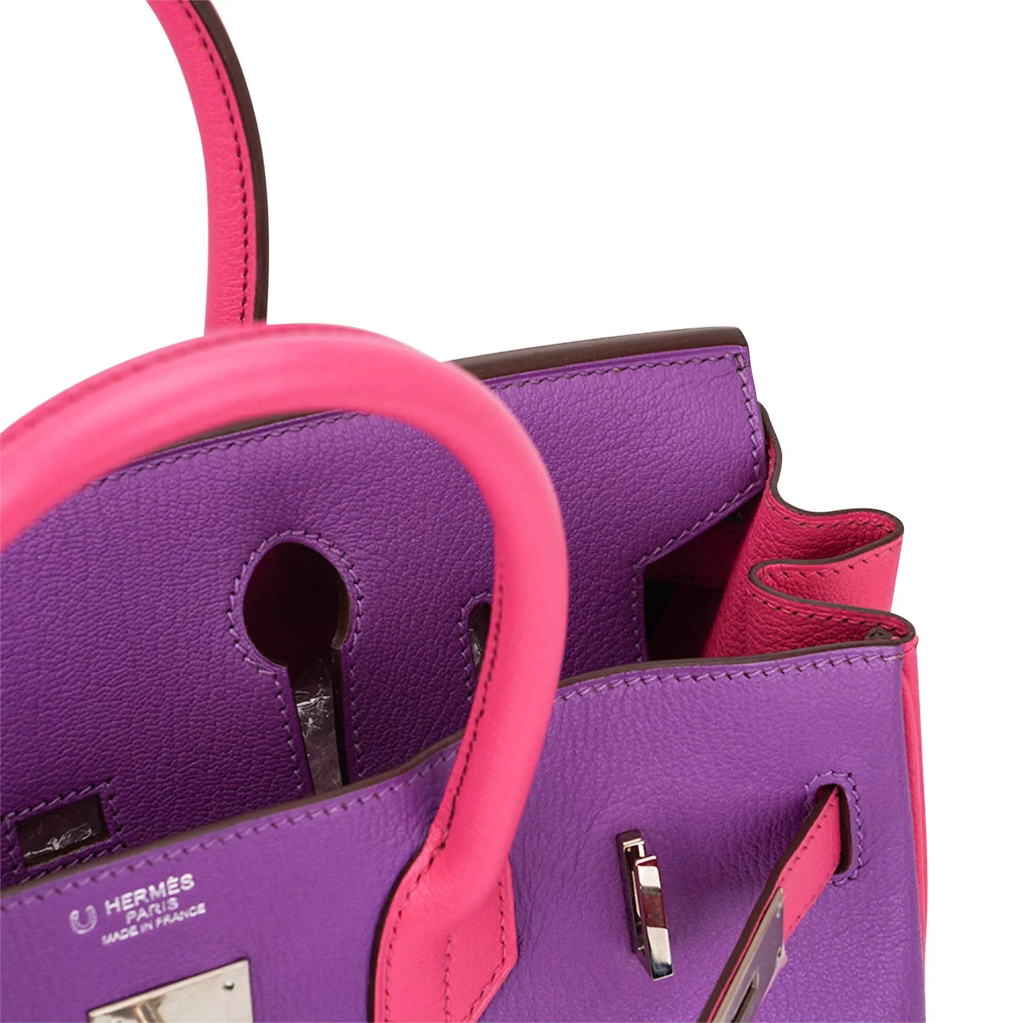 Special Order HSS Birkin 30 Bag Parme and Rose Shocking Chevre Leather with Palladium Hardware