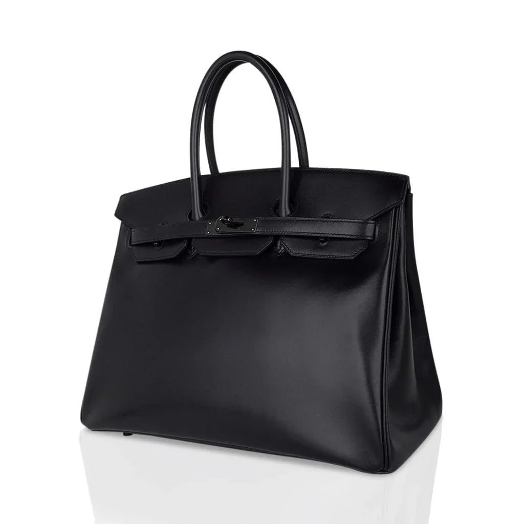 Birkin 35 Bag So Black Box Leather Limited Edition Very Rare