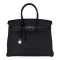 Special Order HSS Birkin 35 Bag Black Turquoise Togo Leather with Brushed Palladium Hardware