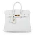 Birkin 25 HSS Bag White Clemence Gold Hardware