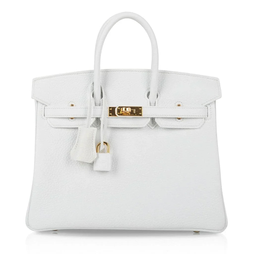 Birkin 25 HSS Bag White Clemence Gold Hardware
