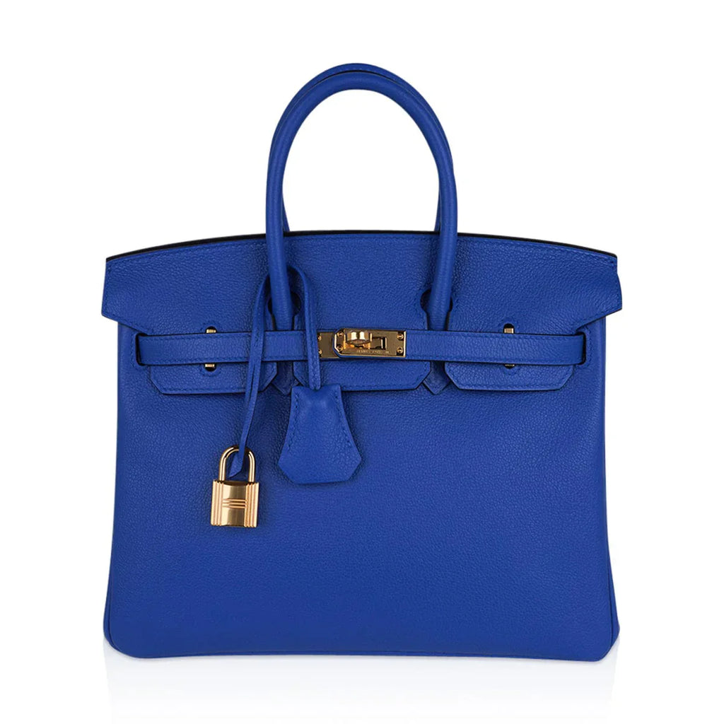 Birkin 25 Bag Blue Zellige Novillo Leather with Gold Hardware