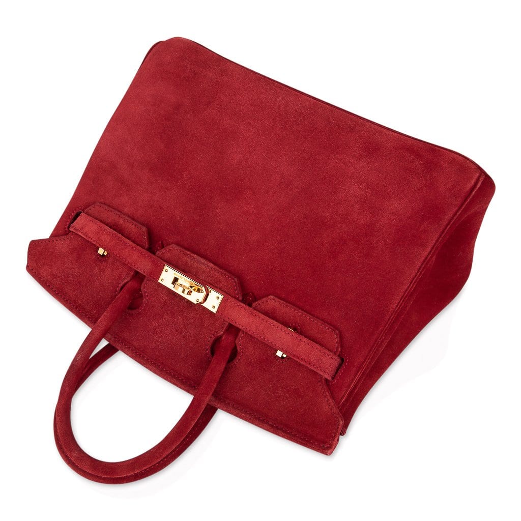 Birkin 25 Doblis Bag Rouge Vif Suede Gold Hardware