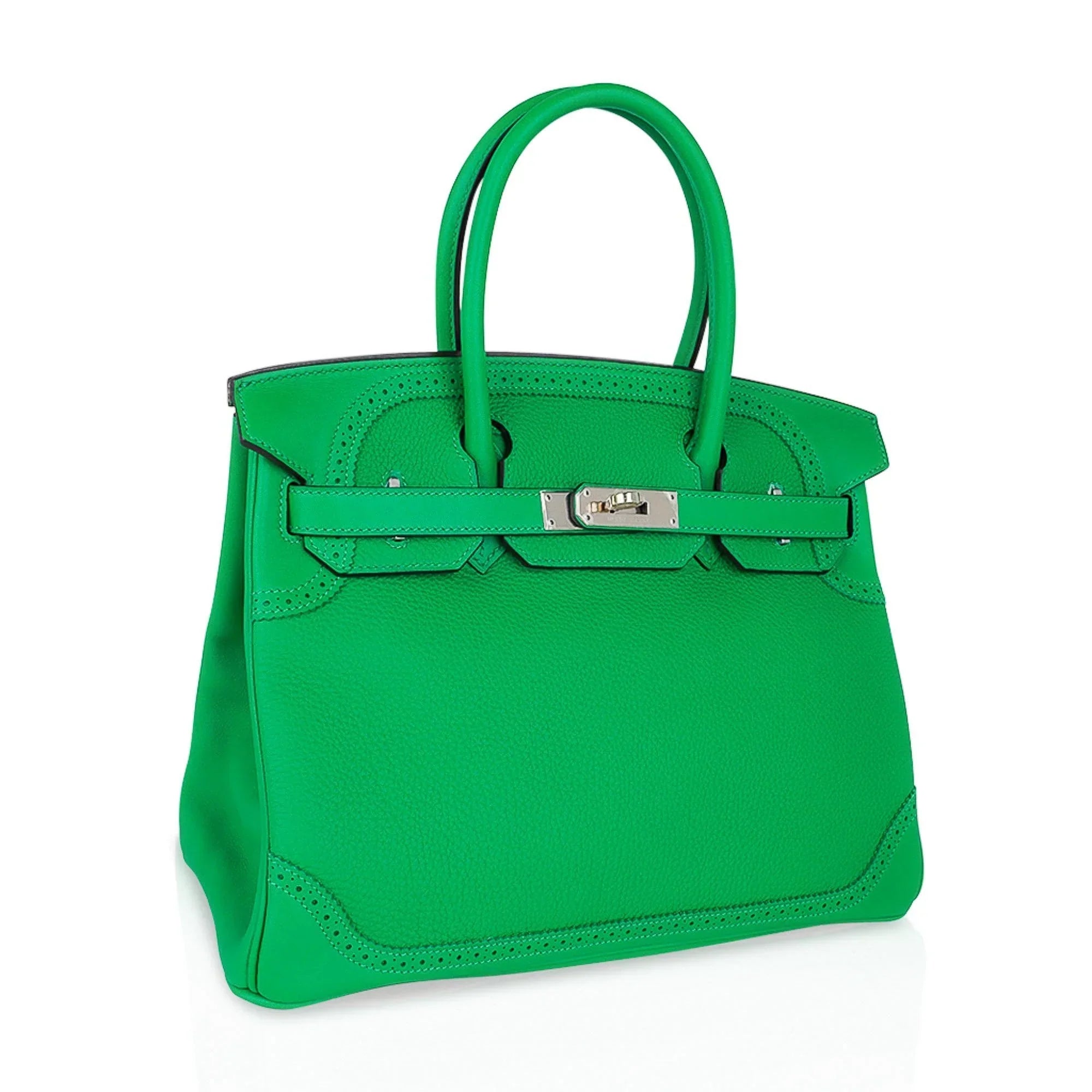 Birkin 30 Ghillies Limited Edition Bag Bamboo Palladium Hardware New w/Box