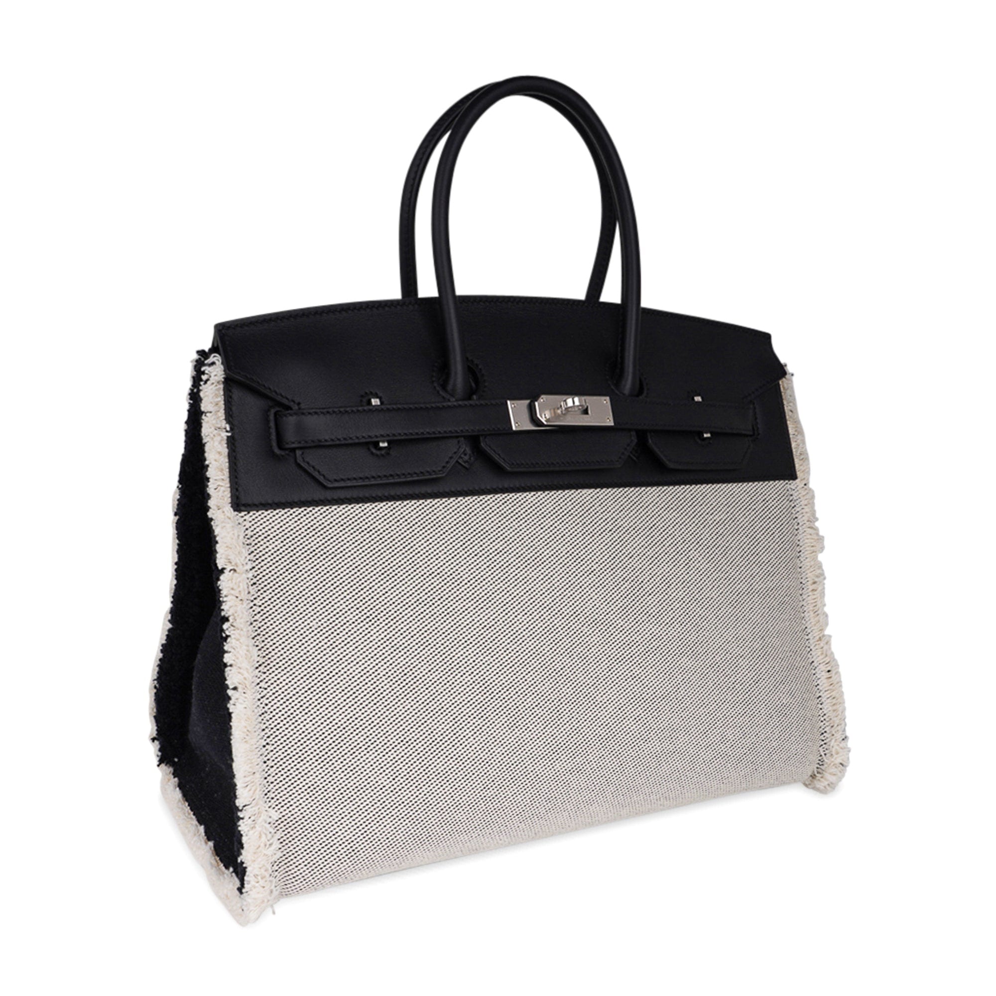 Birkin Fray Fray 35 Bag Black Swift Leather / Toile Limited Edition