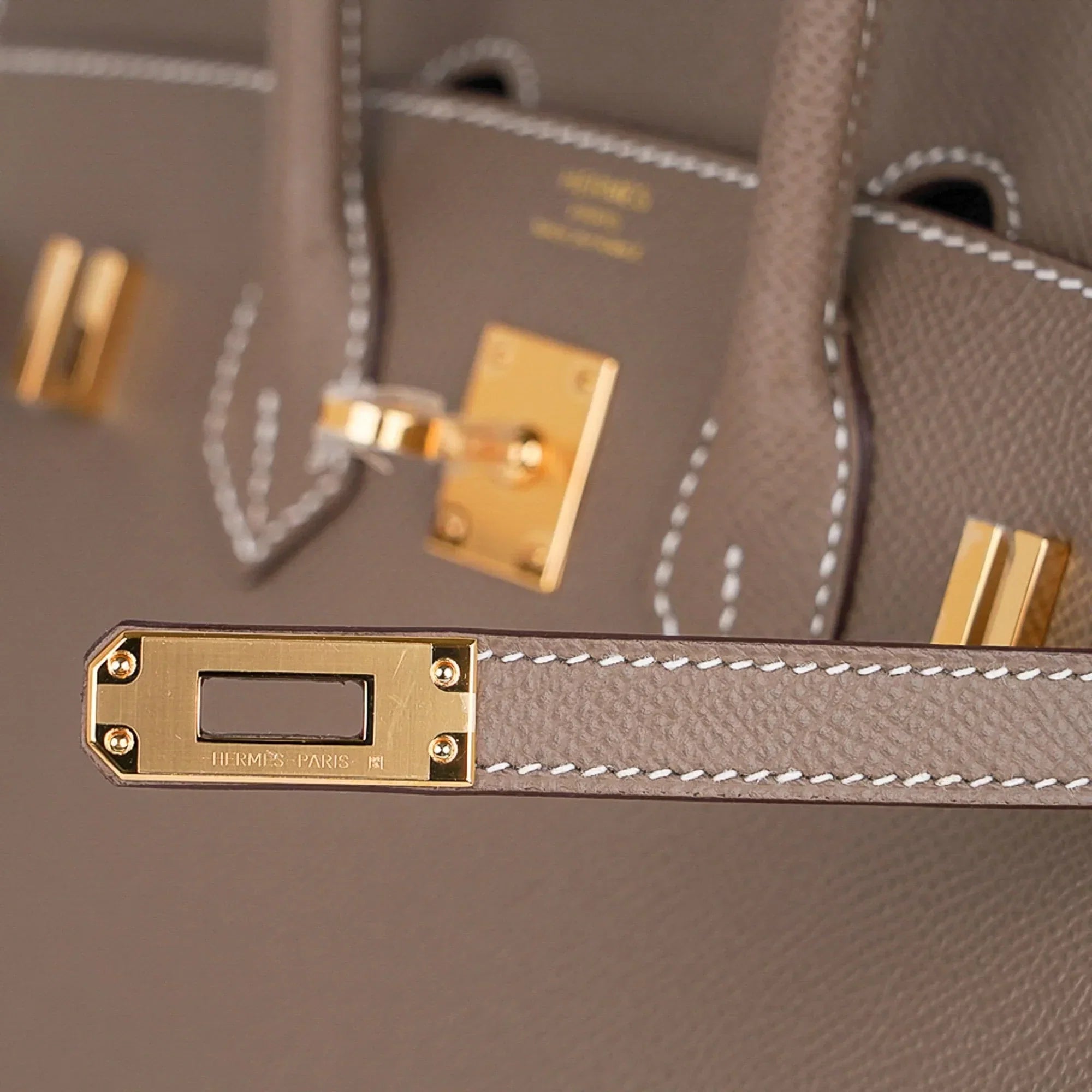 Birkin Sellier 25 Etoupe Gold Hardware Epsom Leather New w/Box