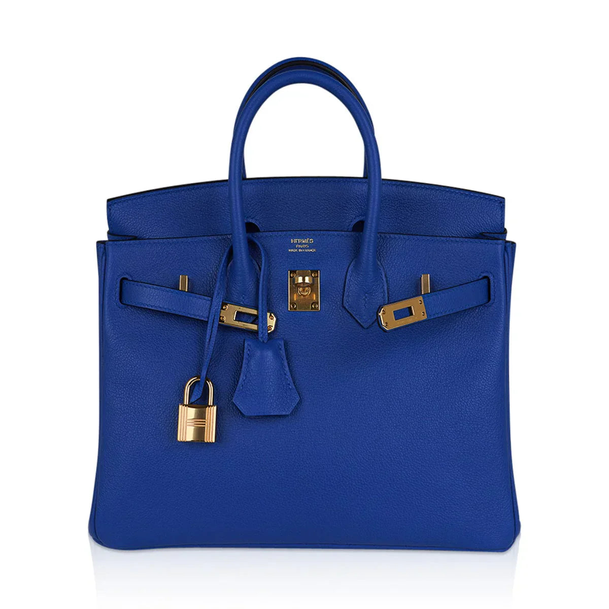 Birkin 25 Bag Blue Zellige Novillo Leather with Gold Hardware