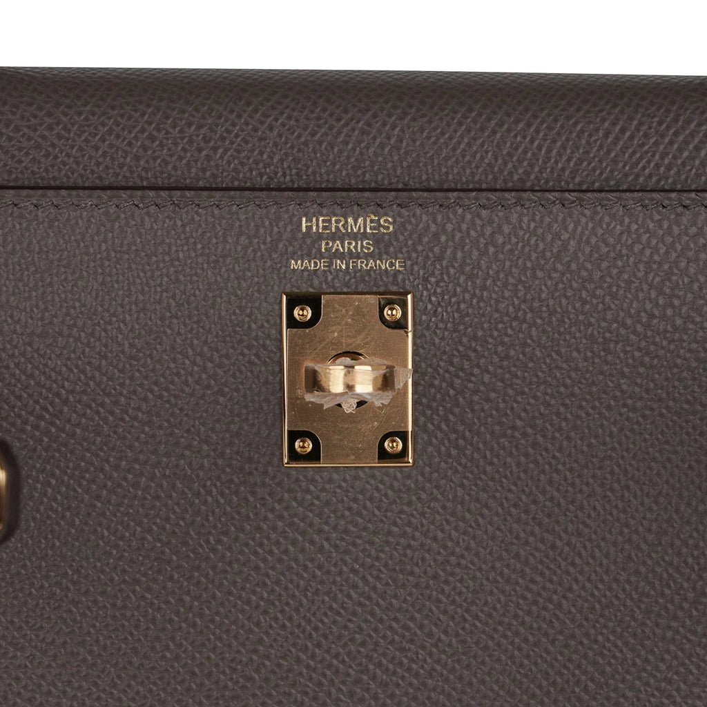 Kelly Sellier 25 Bag Etain Gold Hardware Epsom Leather New
