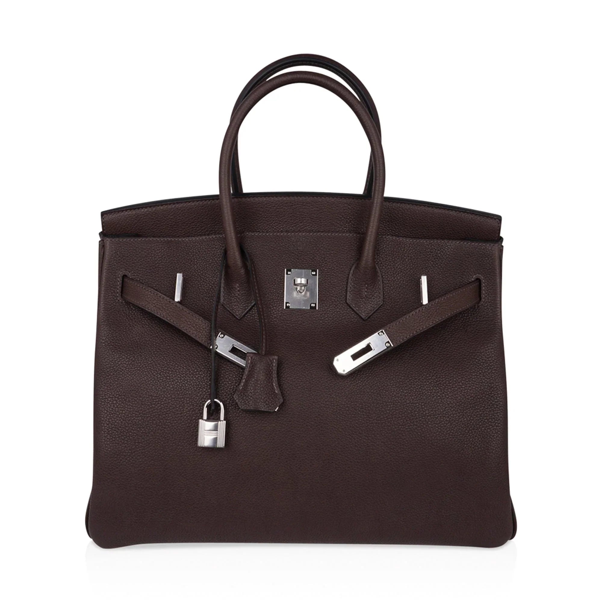 Birkin 35 Bag Ebene Barenia Faubourg Leather with Palladium Hardware