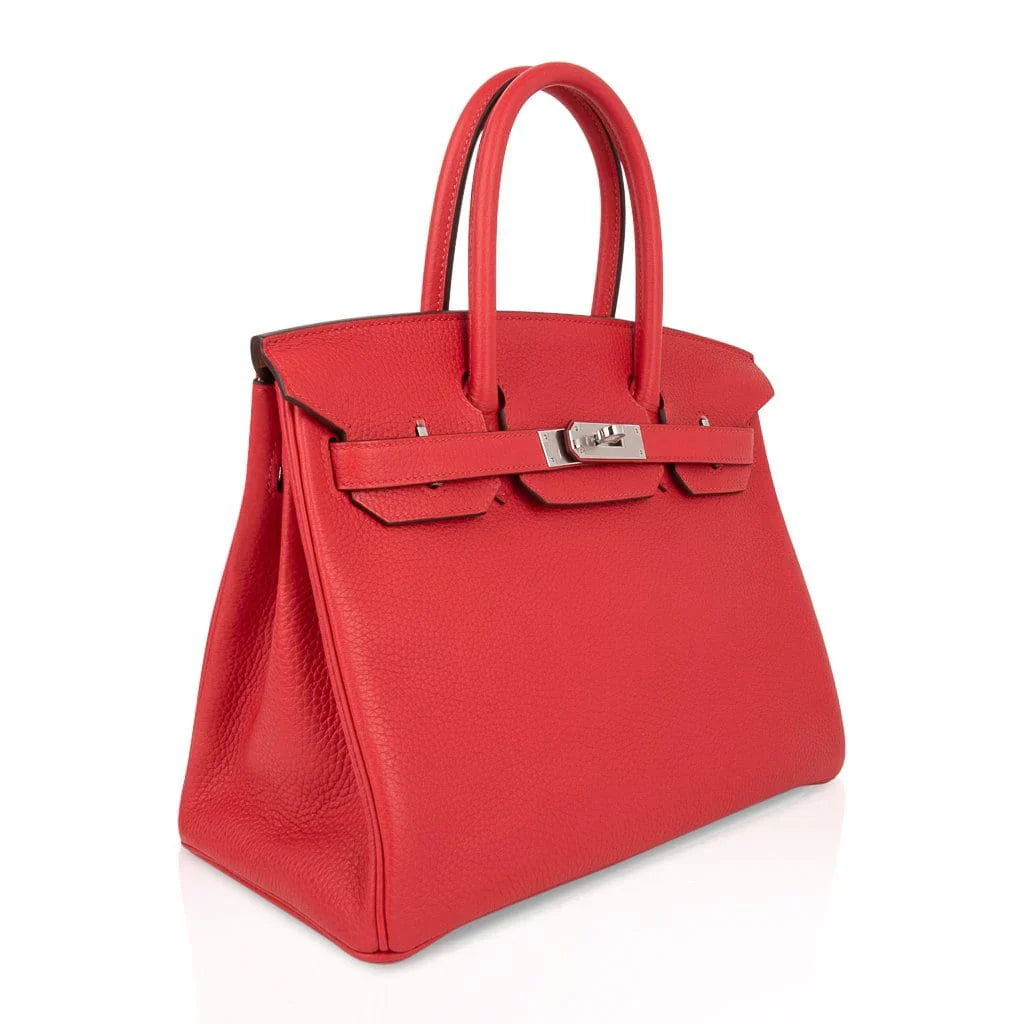 Verso Birkin 30 Bag Rouge Tomate & Natural Sable Togo Leather with Palladium Hardwre