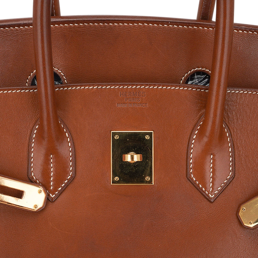 Vintage Limited Edition Birkin 35 Bag Fauve Barenia Leather with Gold Hardware
