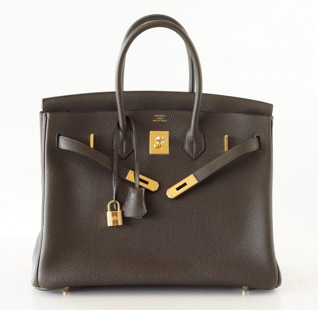 Birkin 35 Bag Vert Bronze Gold Hardware Veau Trekking Leather Very Rare