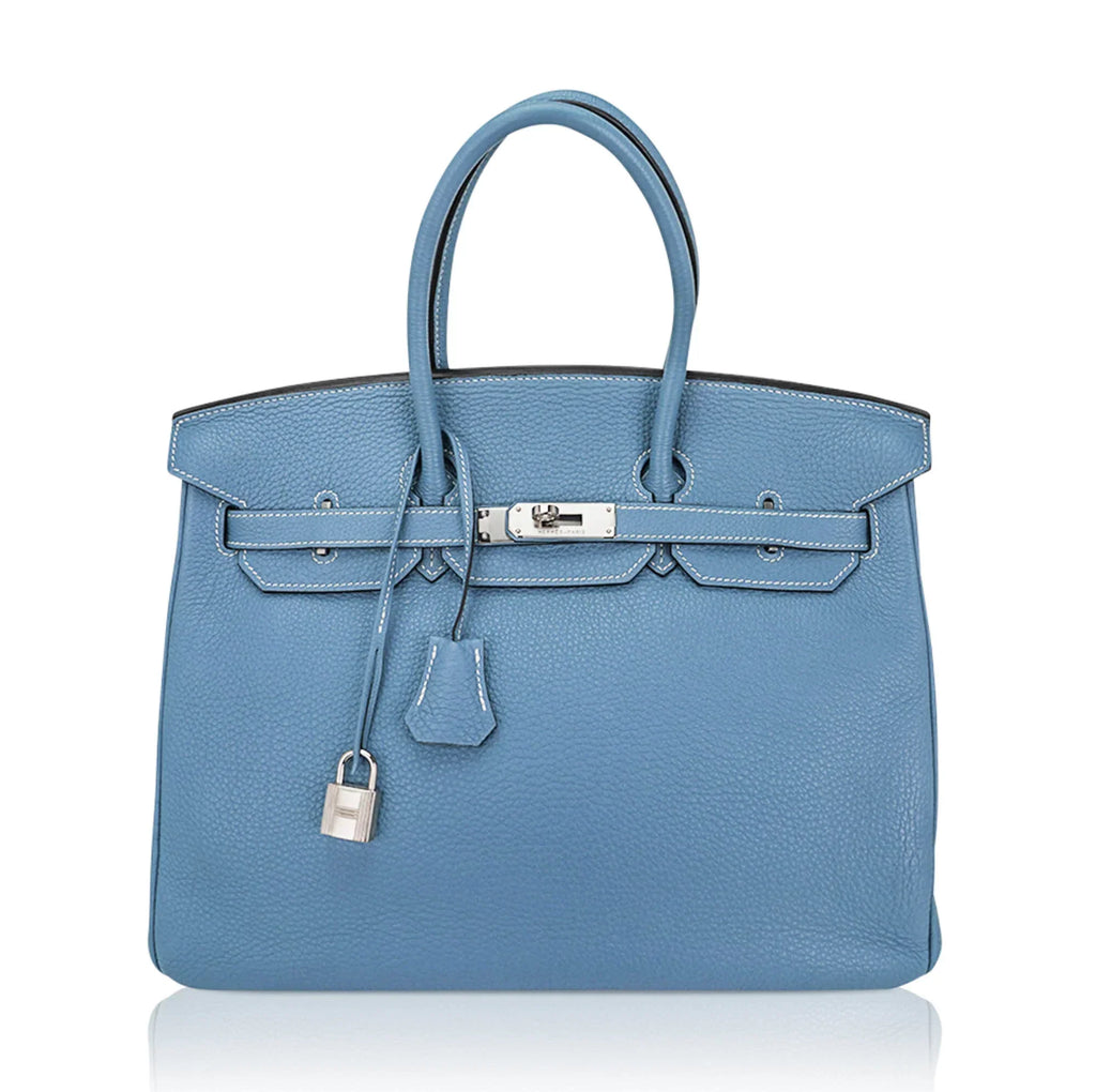 Birkin 35 Bag Blue Jean Togo Leather with Palladium Hardware