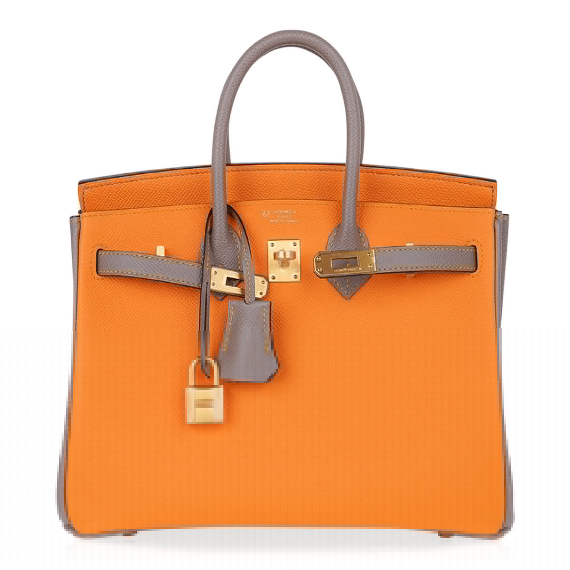 Birkin HSS 25 Bag Jaune Ambre / Gris Asphalte Gold Hardware