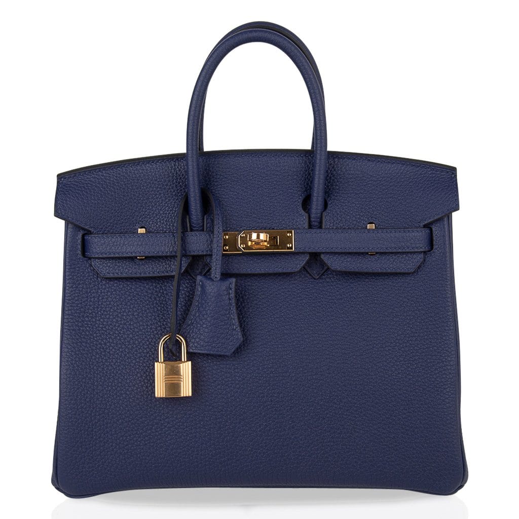 Birkin 25 Bag Blue Encre Gold Hardware Togo Leather