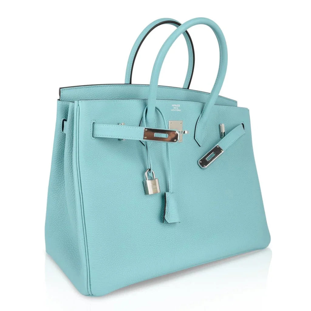 Birkin 35 Bag Fresh Blue Atoll Togo Palladium Hardware