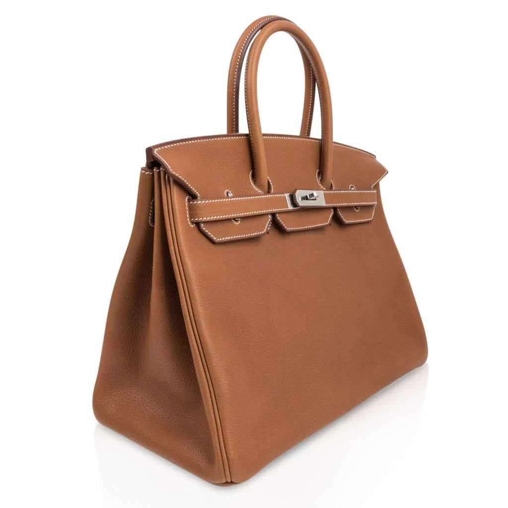 Limited Edition Birkin 35 Bag Fauve Barenia Faubourg Leather with Palladium Hardware