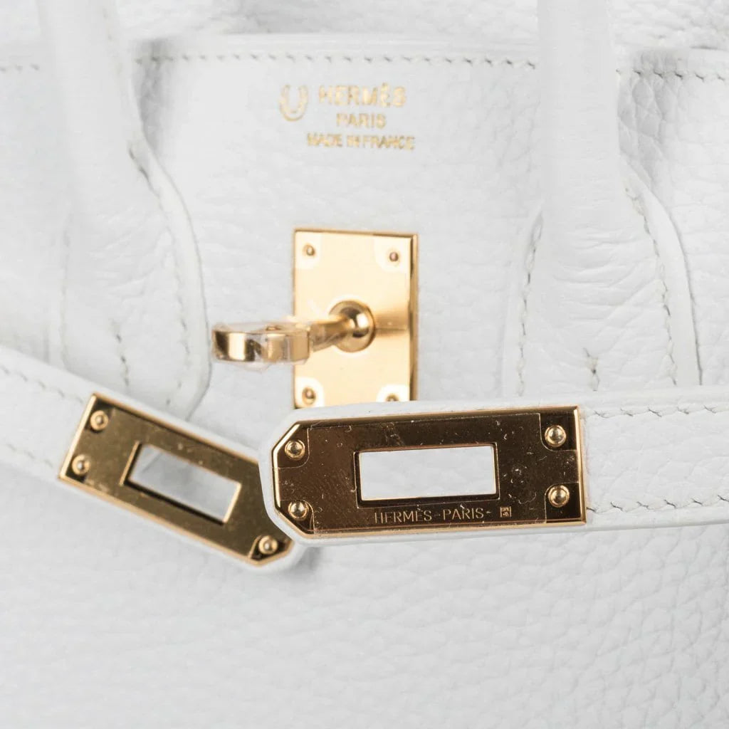 Birkin 25 HSS Bag White Clemence Gold Hardware