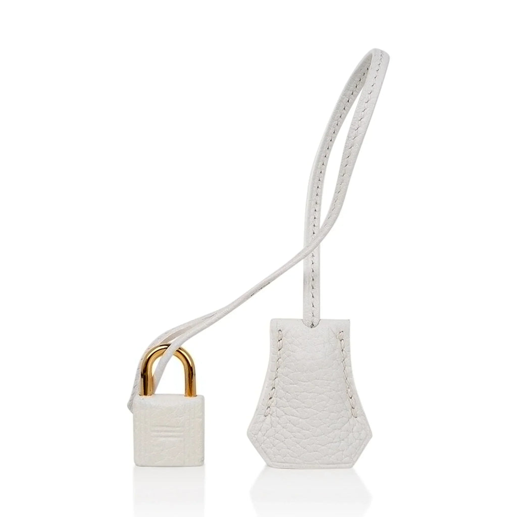 Birkin 35 Bag White Gold Hardware Clemence Leather New