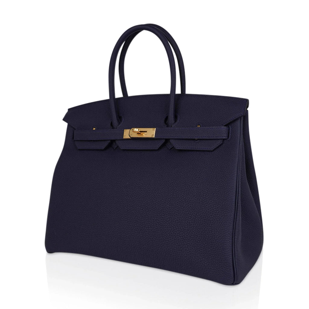 Birkin 35 Bag Blue Nuit Gold Hardware Togo Leather