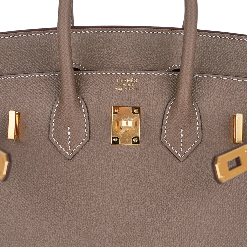 Birkin Sellier 25 Etoupe Gold Hardware Epsom Leather New w/Box