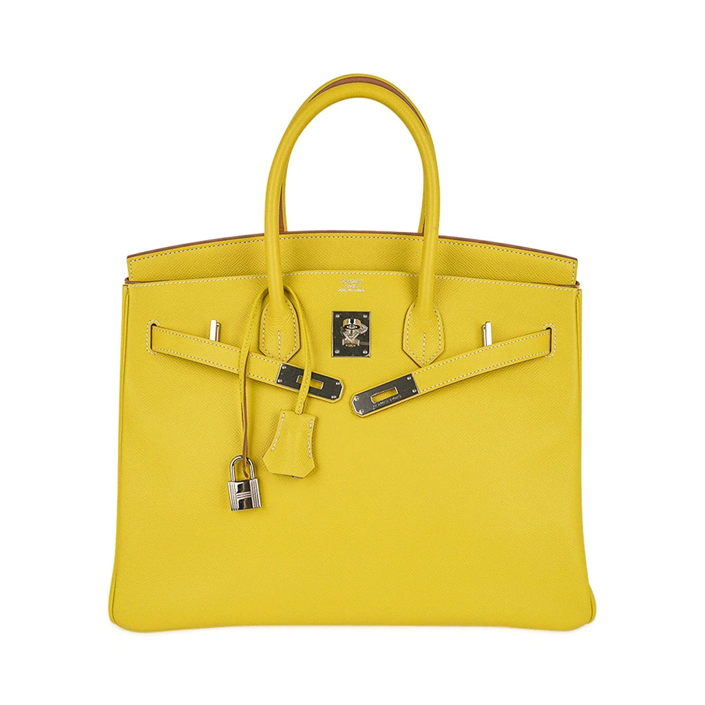 Birkin 35 Lime Candy Limited Edition Bag Epsom Palladium