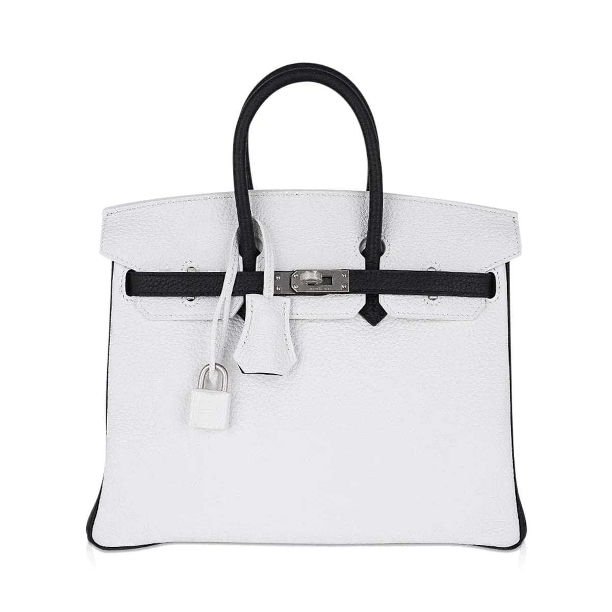 Birkin HSS 25 Bag White w/ Black Brushed Palladium Hardware