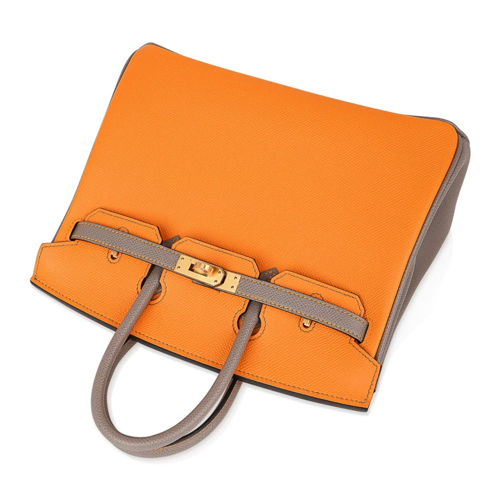 Birkin HSS 25 Bag Jaune Ambre / Gris Asphalte Gold Hardware