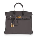 Birkin 25 Bag Etain Gold Hardware Togo Leather New w/Box