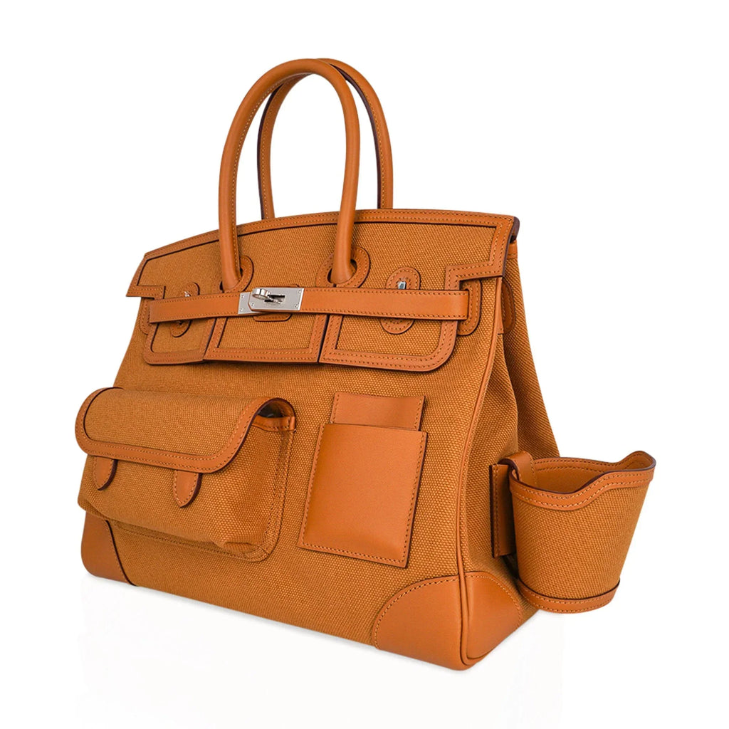Limited Edition Birkin 35 Bag Cargo Sesame Toile Goeland Swift Leather with Palladium Hardware
