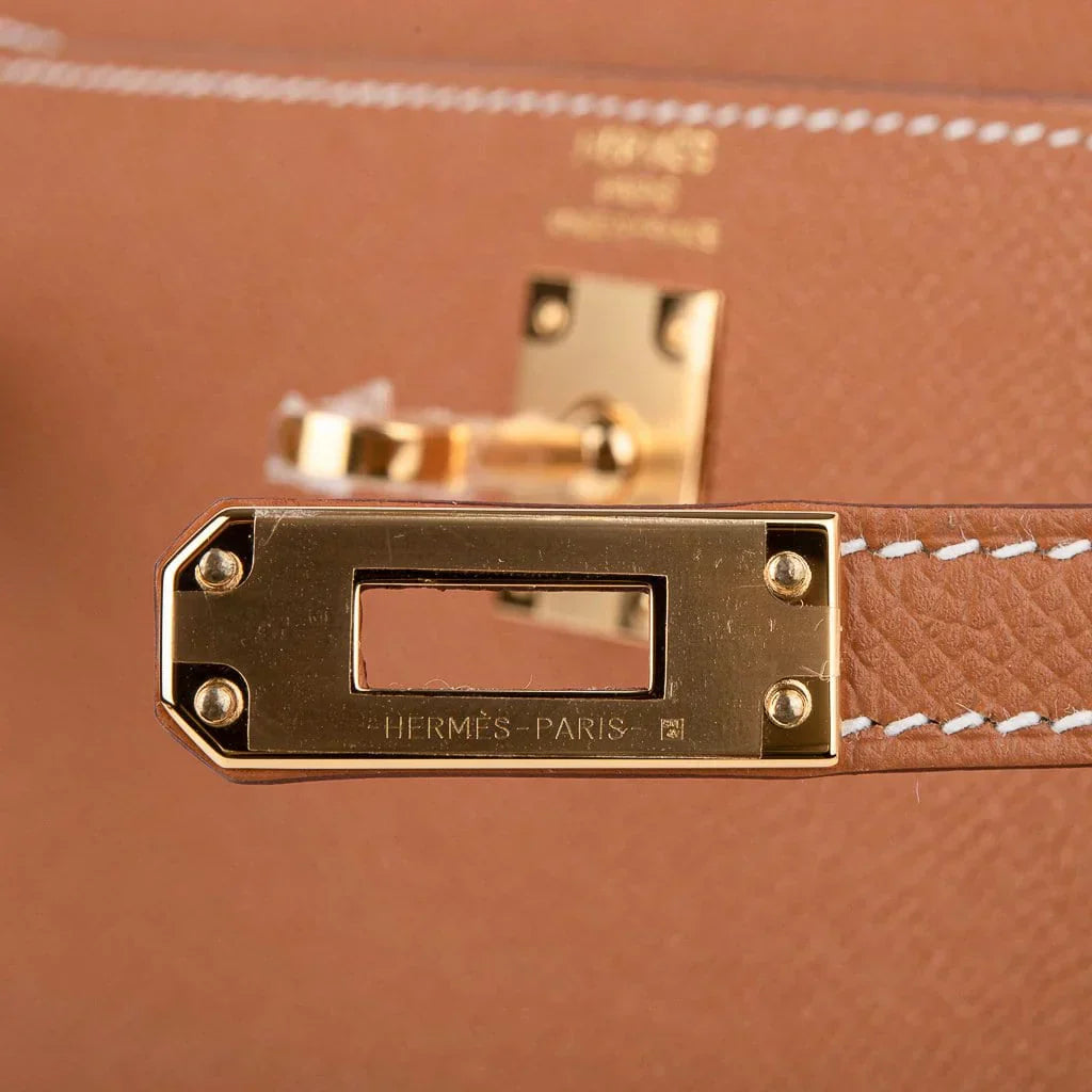 Kelly 25 Sellier Bag Gold Epsom Leather with Gold Hardware
