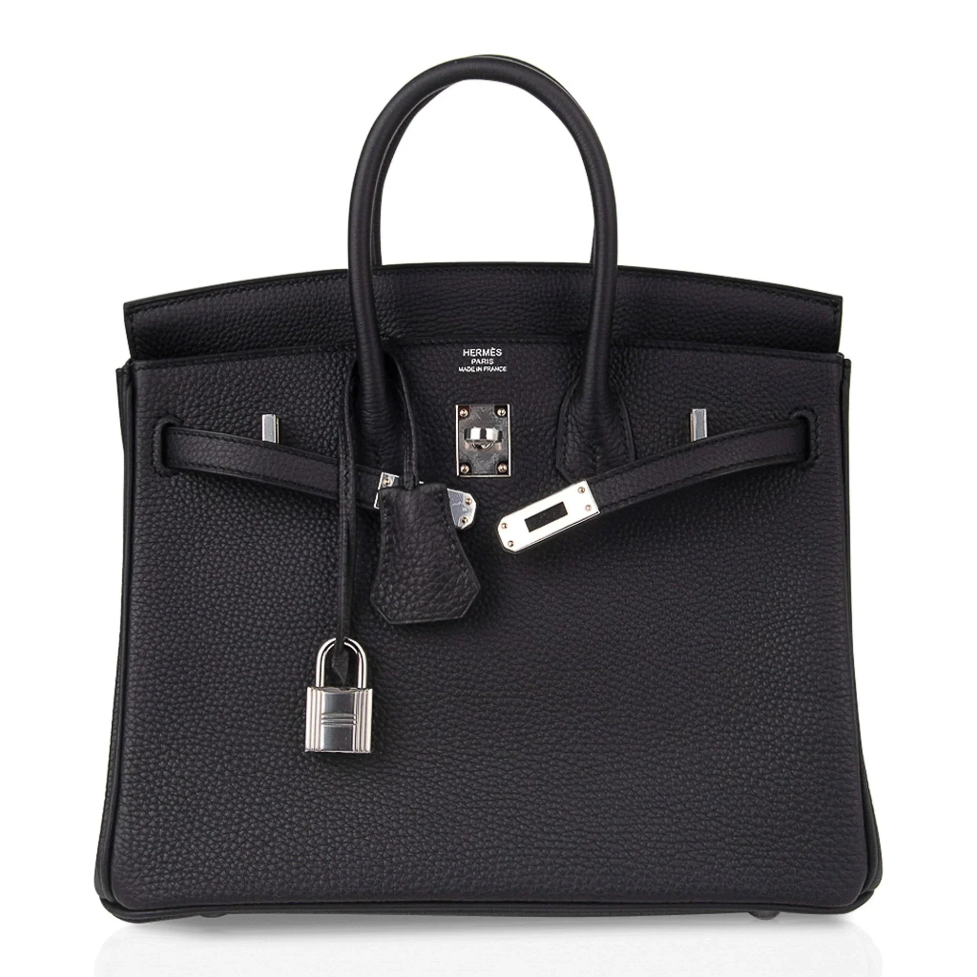 Birkin 25 Bag Black Palladium Hardware Togo Leather