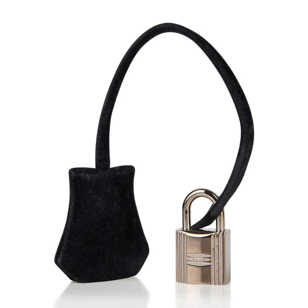 Birkin 25 Bag Black Doblis Suede with Palladium Hardware